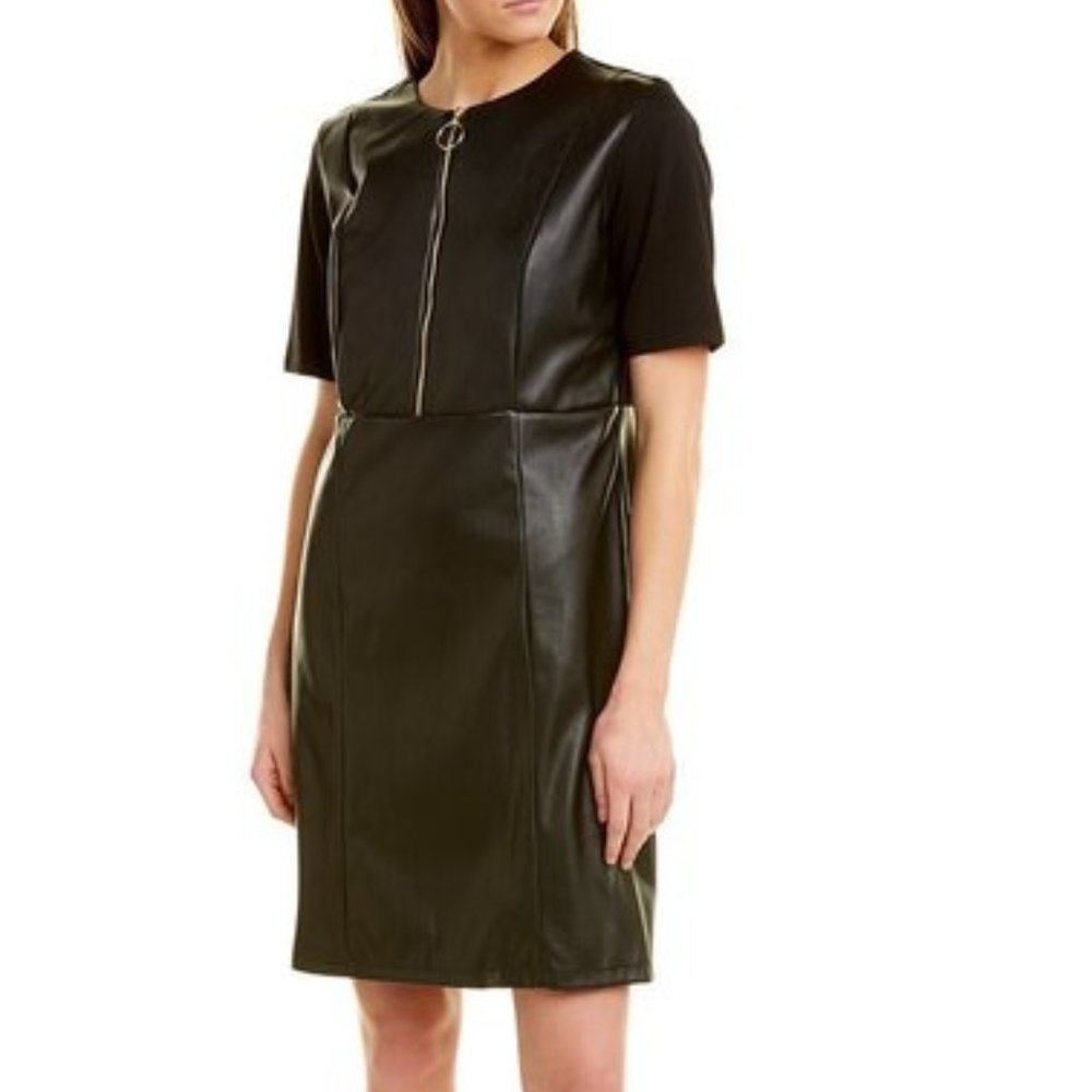 NANETTE  Nanette Lepore Faux Leather "Reese" Shift Dress NEW- Sz. 2
